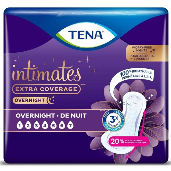 Tena Sensitive Care Extra Coverage Tena Intimates Overnight Bladder Control Pad, 16-Inch Length, 84PK 54282 - main